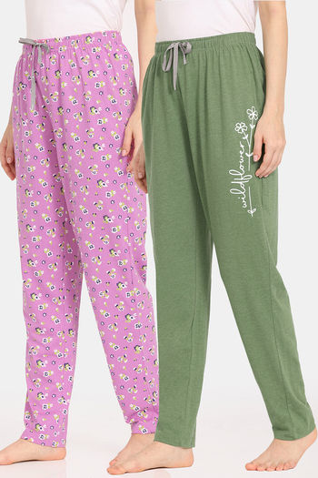Buy Rosaline Bloom Fest Knit Cotton Pyjama (Pack of 2) - Pink Yellow